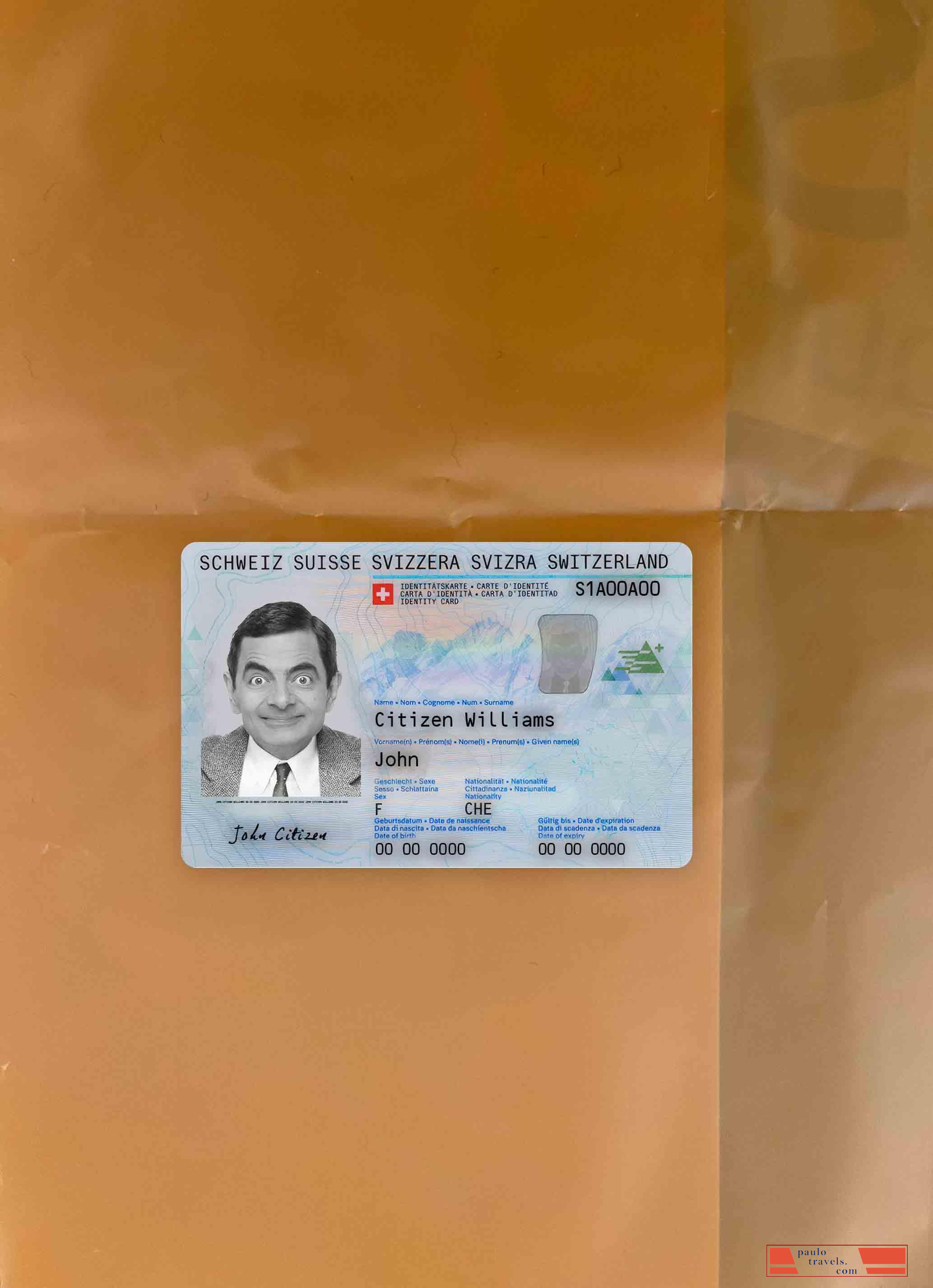 Switzerland ID card photolook FRONT PSD template